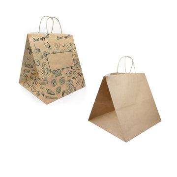 Shopper porta pizza, una color avana ed una con fantasia su avana